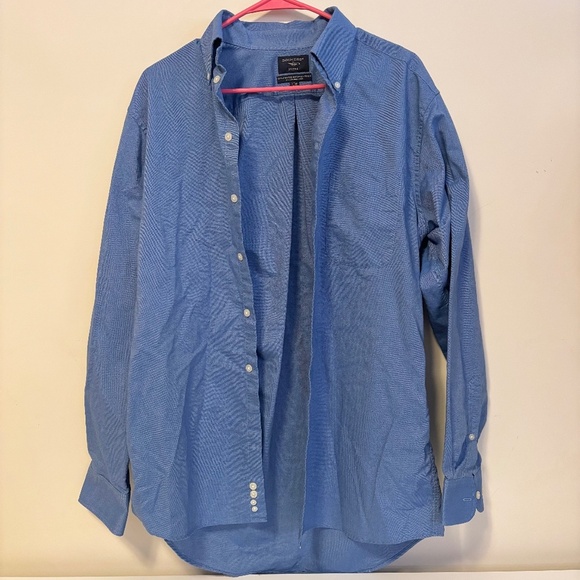 Mens Dockers Long Sleeve Collared Button Down Shirt Blue Cream Buttons 15 - 15.5 - Picture 1 of 3